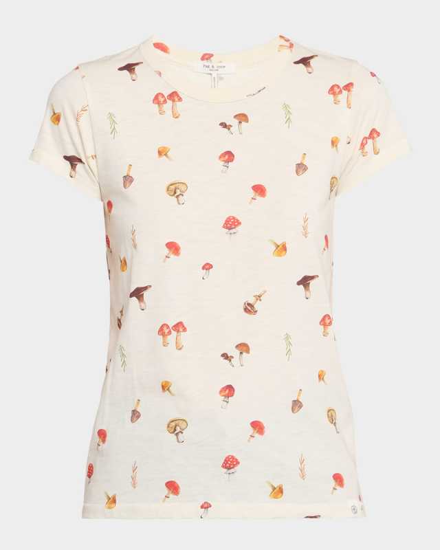 Crewneck Mushroom-Print T
